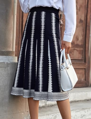 Ailoqing 2025 Womens Casual Knit Skirt Winter Fall High Elastic Waist A line Woolen Midi Skirts Vocation Outfits3