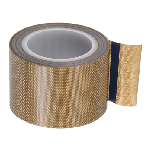 Image of HARFINGTON Fabric PTFE Tape Roll, 1.4 inch x 16ft High Temperature PTFE Adhesive Tape 0.18mm Thickness for Vacuum Sealer Machine Hand Sealers, Brown