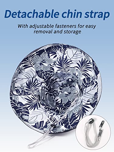 Image of HH HOFNEN Women Sun Hats Wide Brim Summer Beach Hat Chin Strap UV Protection Bucket Hat for Travel