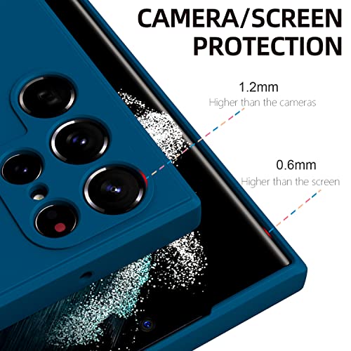 Image of Kapa Matte Lens Protective Back Cover for Samsung Galaxy S22 Ultra, Slim Silicone with Soft Lining Shockproof Flexible Full Body Bumper Case (Blue)