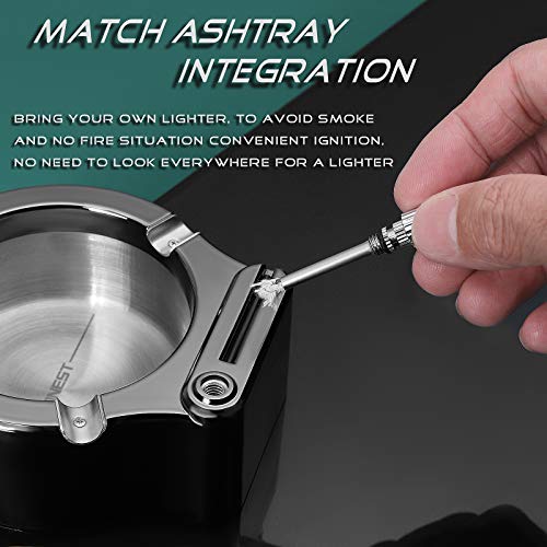 yusud Large Cigarette Ashtray with Permanent Match Lighter, Fancy Metal Ash Tray Set for Weed, Cool Ashtrays for Cigars Outdoor Indoor Decor in Home Office