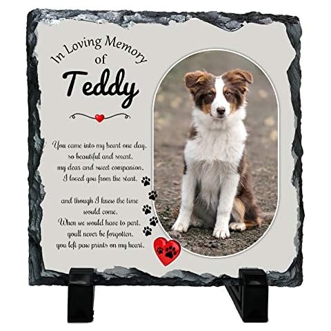 Personalised In Loving Memory Pet Cat Dog Rock Slate Photo Plaque N9 Gift Grave Marker Memorial (20cm x 20cm) Cover