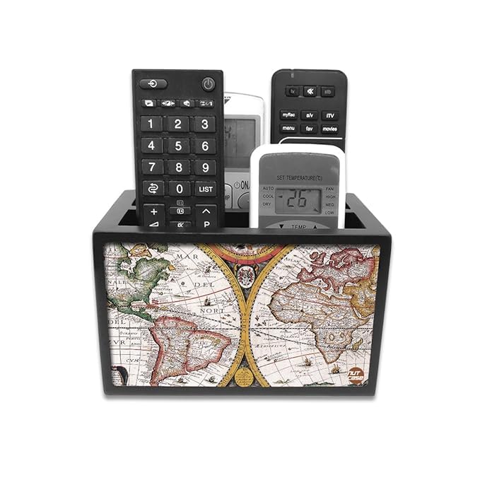 Nutcase Designer Wooden Remote Control Holder Stand Organizer Caddy for TV/AC Remotes-Multipurpose Desk Organiser-6�x4�x4� 1