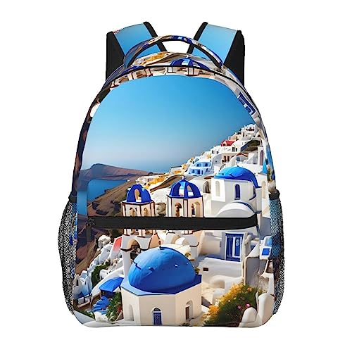 Sac à dos en toile imprimé Santorin OdDdot Noir pour homme et femme