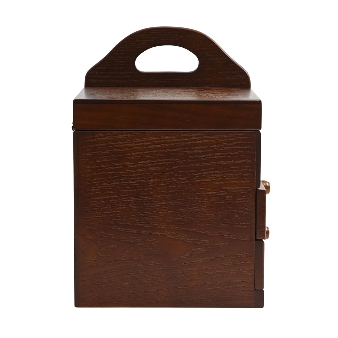 Nähkästchen aus Holz mit graviertem Rosen-Design, Doppeldeckelfach oben und 2 ausziehbaren Schubladen, Nähkorbaufbewahrung, Dunkelbraun L/B/H 33,5 x 18,5 x 27 cm