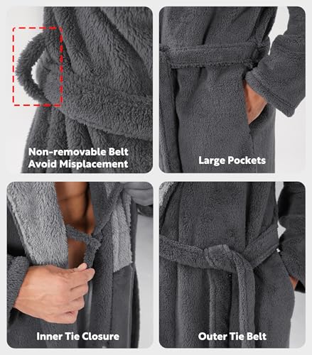Image of DAVID ARCHY Men's Soft Fleece Plush Robe Full Length Long Bathrobe