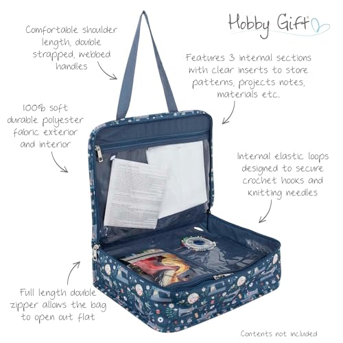 Image of Hobby Gift Project Case Sewing and Yarn Storage Bag with Handles Internal Pockets and Organiser Inserts for Knitting Crochet Craft Classes and Travel