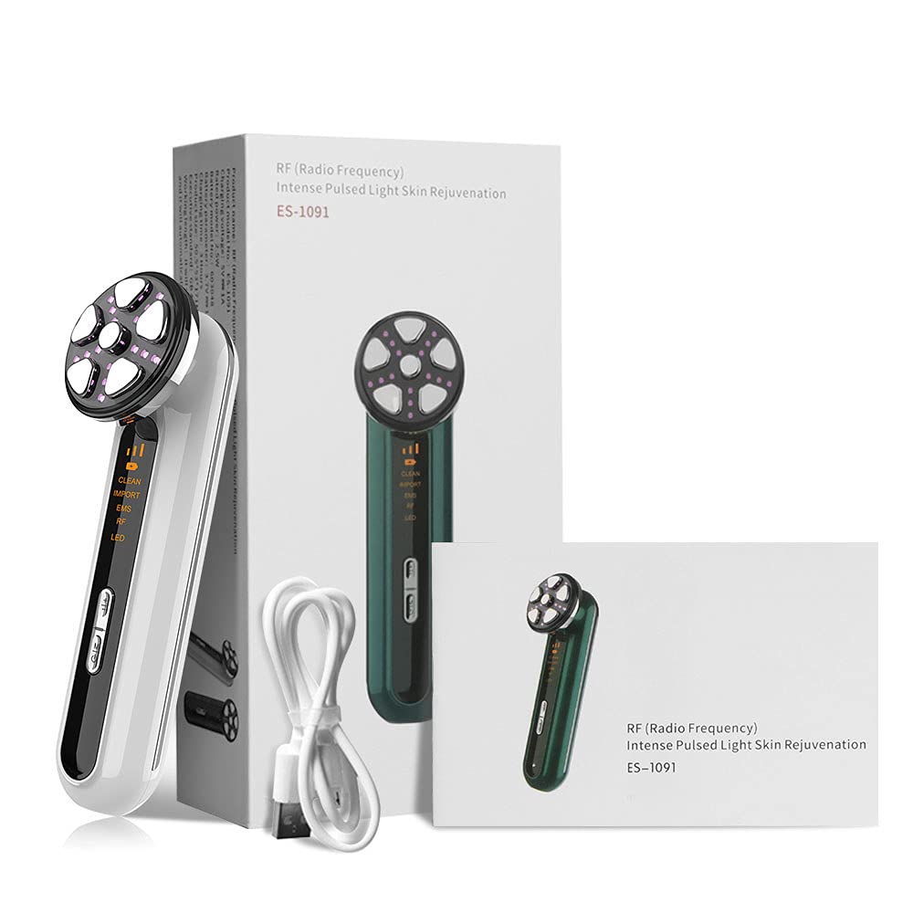 RF&EMS Facial Mesotherapy Radio Frequency Skin Tightening Facial Rejuvenating Skin Care Beauty Wrinkle Removal Face Massager (WHITE)