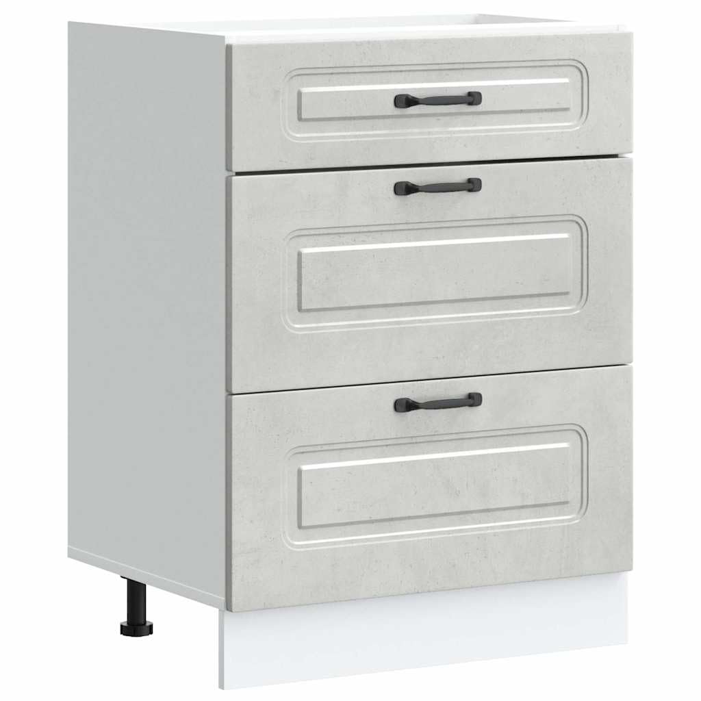 vidaXL Armoire de Cuisine Kalmar Gris béton Bois d'ingénierie, Meuble d'évier, Meuble de Cuisine avec tiroir, Meuble de Cuisine à tiroir