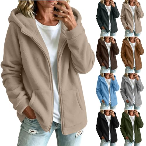 YRAETENM Womens Fleece Coat Teddy Mid‑Length Outerwear - image 1