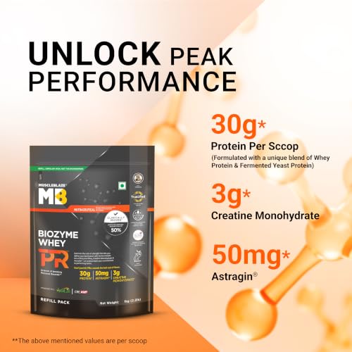 Image of MuscleBlaze Biozyme Whey PR Protein Powder, 1kg (2.2lbs)