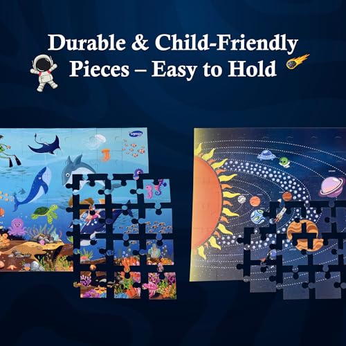 Image of I Am A Pro | 2 Floor Puzzles: Solar System & Sea World-96 Pieces | Jigsaw Puzzle for Kids 3+ | Fun Scavenger Hunt Game | Solar System Puzzle Games for Adults | Educational Toys for 3 Year Old
