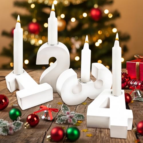 Adventszahlen Kerzenhalter, 4 Stück Holz Kerzen-Halter für...