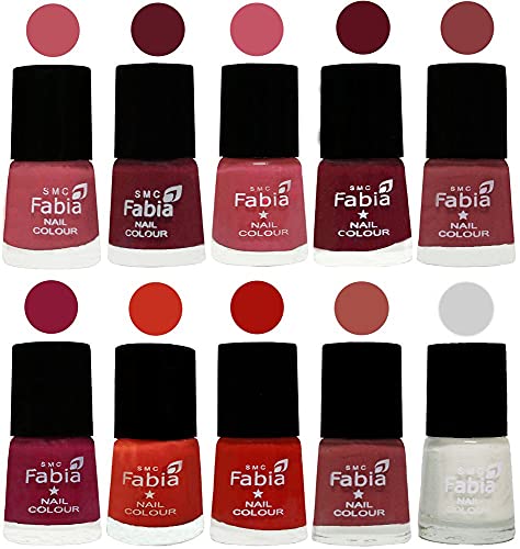 Image of SMC Fabia ALL IN ONE (PACK OF 10), Long Lasting Glossy Nail Polish, 6 ml Each, All Vibrant Colours,02432
