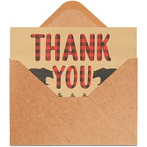 Lumberjack Thank You Cards With Envelopes, Buffalo Plaid Designs (4X6 In, 48 Pack) #TOP4