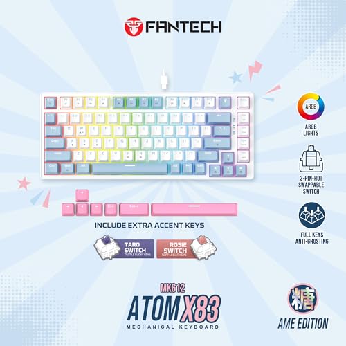 Image of Fantech Mechanical Gaming Keyboard, 75% TKL Layout, 83 Keys Hot Swappable, RGB Backlit, Double-Shot Keycaps, Wired Detachable Type-C Cable for Windows /Mac /PC /Laptop Gamers, Typists & Programmers