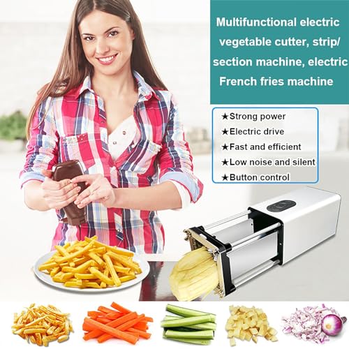 Tagliaverdure Elettrico, tagliapatate Elettrico in Acciaio Inox per Patate, Carote e cetrioli