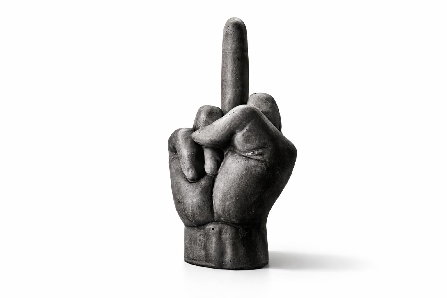 Beton Deko Mittelfinger Steinfigur Steinguss Gartenfigur anthrazit grau