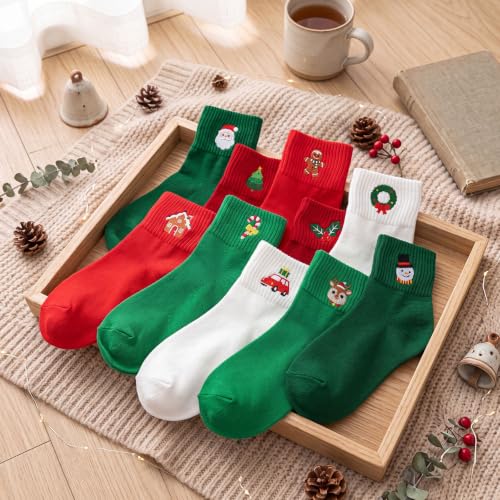 Image of Eurzom 10 Pairs Socks Womens Crew Elastic Ankle Length Cotton Socks Aesthetic Cute Lightweight Low Cut Gifts for Women