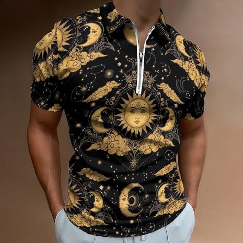 Men's Golf Polo Shirts Short Sleeve Zipper Moisture Wicking Dry Fit Golf Shirts for Men2