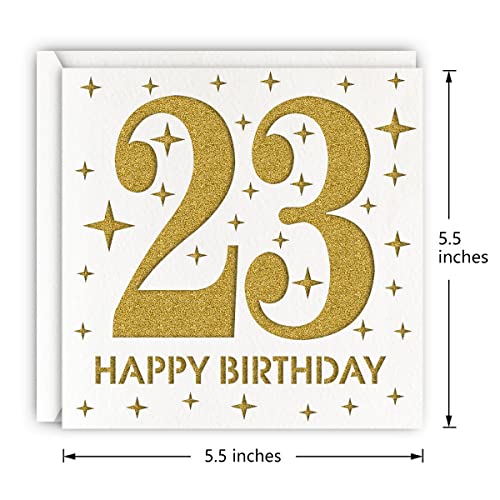 MAGJUCHE Gold 23rd Birthday Card, Laser Cut Glitter Girl Boy Age 23 Gift For Daughter, Son2
