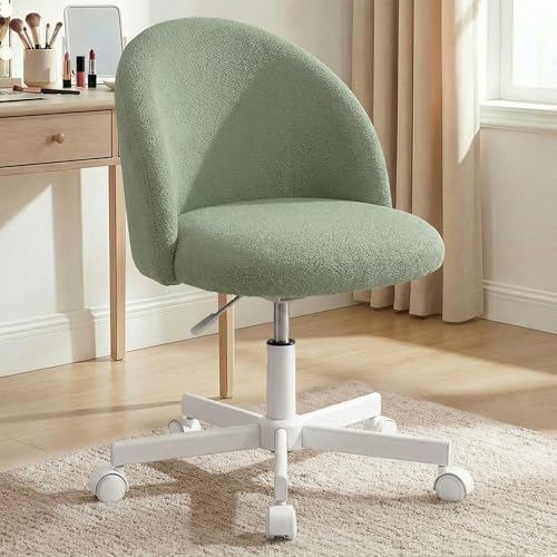 NEO CHAIR Office Vanity Chair with Wheels Comfy Desk Chair for Girls Cute Computer Small Armless Adjustable Height Swivel for Home Bedroom Task (Green)