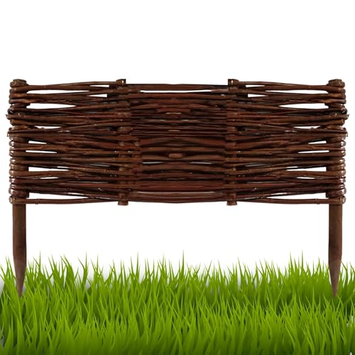 Floranica 1 Stück Beetbegrenzung aus Weide 20 cm x 40 cm Rasenkante aus Weidengeflecht Beeteinfassung Rasenkante Beetzaun Weidenzaun Palisade Abtrennung von Blumenbeetwegen Gartenbeeten