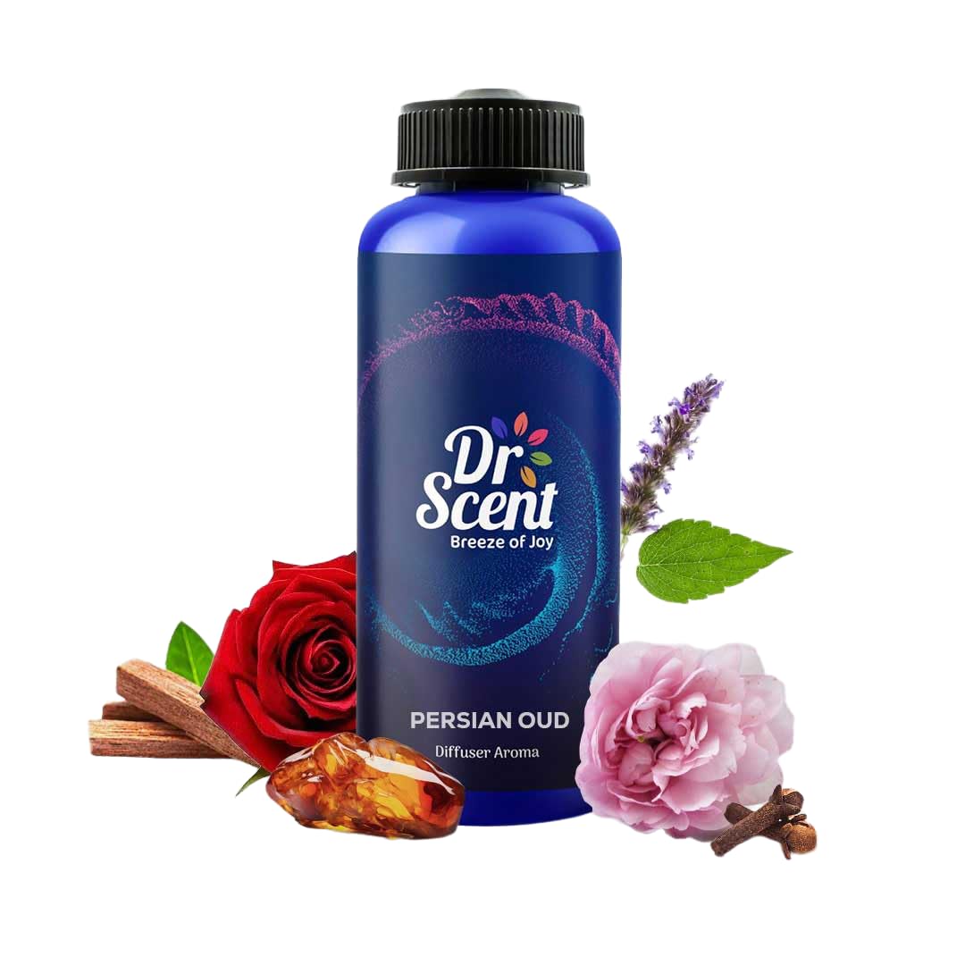 Dr Scent Diffuser Aroma Oil Persian Oud - Pink Musk, Clove, Elemi, Amber, Agarwood, Rose, Patchouli and Resins Fragrance | Made in UK | Perfect for Offices, Homes, Shops, Hotel Rooms (1000ml)