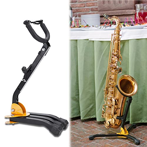 Alto Saxophone Stand and Tenor Saxophone Stand Foldable Adjustable Tripod Metal Construction with Anti Slip Rubber Feet Space Saving Locking Pin for Sax Players Musicians Band Students - Image 4