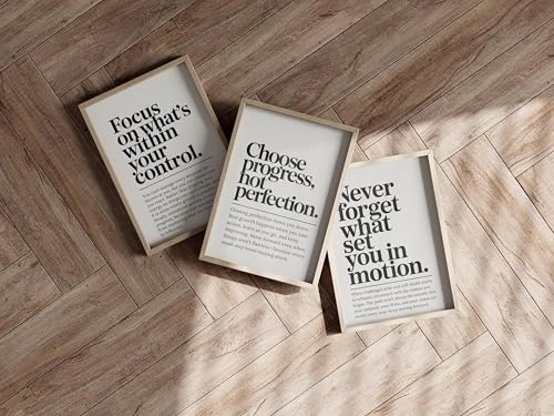 Image of Dakshestry Artworks Motivational Quote Wall Painting Set of 3 for Office & Study Room | Inspirational Typography Wall Decor Frames for Bedroom, Living Room, Workspace & Home Office | Minimalist Modern Wall Art