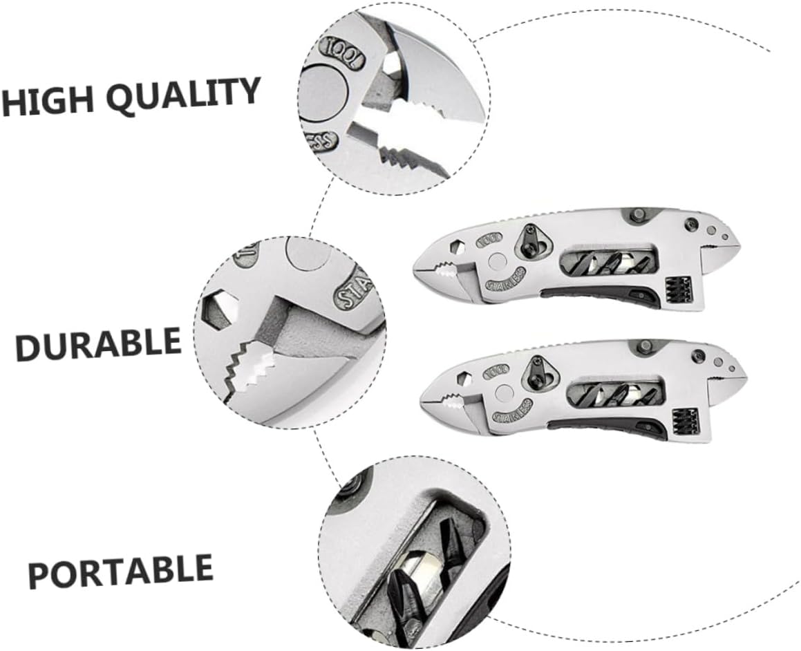 Healifty 2Pcs Multi Functional Outdoor Pliers Stainless Steel Portable Wrench Locking Multi Tool for Camping Fishing DIY Repair