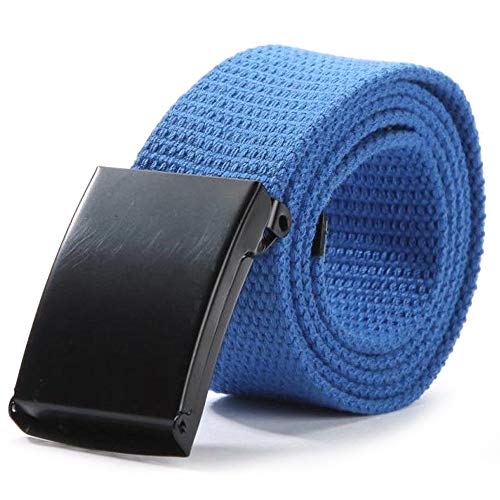 ANYIKE - Cinturón de Lona para Deportes al Aire Libre con Hebilla de aleación, Estilo de Lona, Cintura de Nailon táctica (55 cm x 4 cm), Azul, 55cm * 4cm