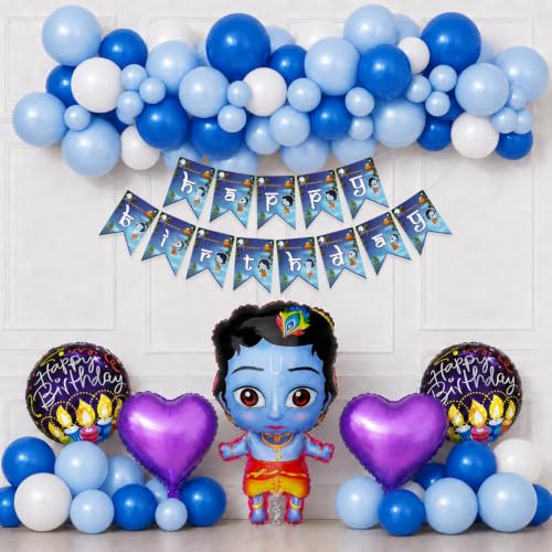 Image of Rozi Decoration Janmashtami Baby Krishna Birthday Balloon Decoration Kit (Pack of 47)