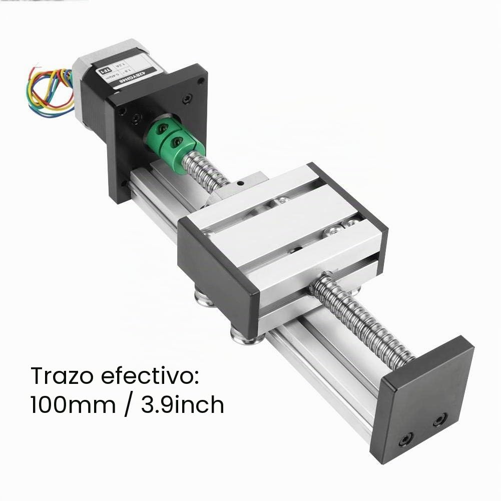 Carro de riel lineal de 100 mm, husillo de bolas 1204, accionamiento lineal con motor paso a paso para piezas de router CNC DIY