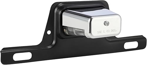 Partsam Luz LED para matrícula, cromada, impermeable, 12 V CC, con soporte, orificio de drenaje, soporte de acero, carcasa de ABS, lente como lente disponible en Yaxa Peru