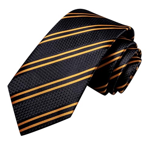 Image of Hi-Tie Men Ties Sets Silk Stripe Paisley Necktie Pocket Square Cufflinks for Business Wedding