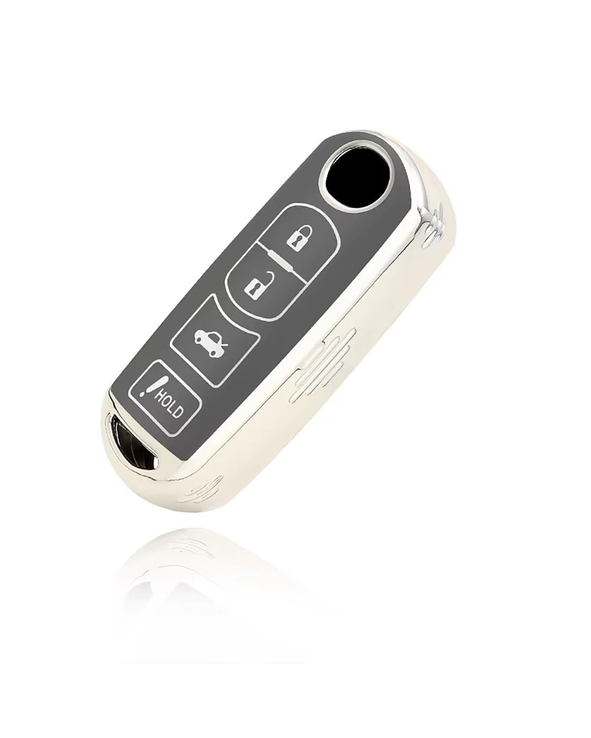 Coque de clé pour Mazda 3 boutons en TPU argenté étui protection - 3