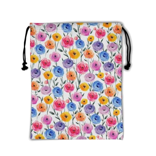 Image of Colorful Floral Gymnastics Grip Bag Small Drawstring Gym Bag Outdoor