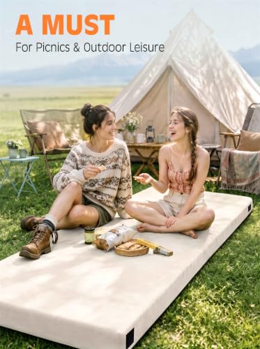 Image of GAIALOOP 3 Inch Memory Foam Camping Mattress, Dual Layer Thick Sleeping Camp Pad for Car Tent Cot, Roll-Up Portable Glamping Floor Bed for Guests Sleepover