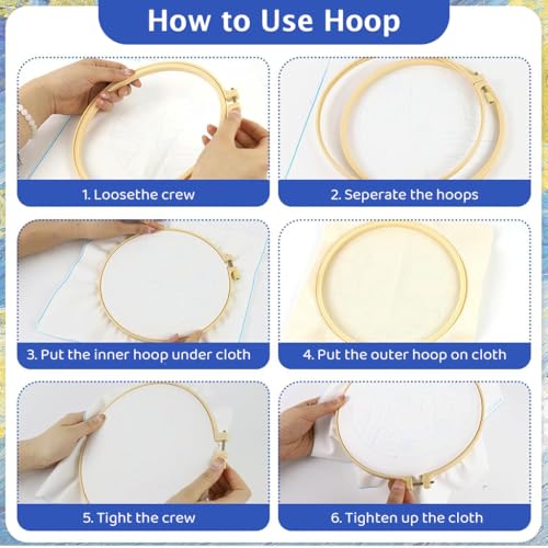 Image of PATPAT20cm DIY Tufting Craft Kit with Bamboo Embroidery Hoop, Pre-Printed Highland Cow Pattern, Yarn Set & Tufting Tools, Beginner Punch Needle Wall Art Kit for Plush 3D Home Decor, Gifts