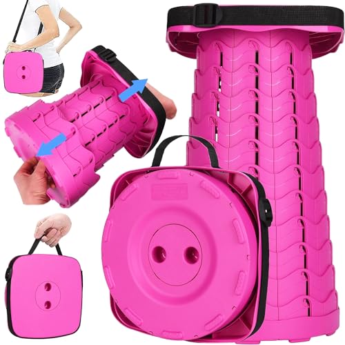 Fishboy Upgraded Collapsible Stool, 400lbs Max Weight, Lightweight But Sturdy, Portable Retractable Folding Telescoping Foldable Camping Stool for Adults Outdoor Fishing Hiking BBQ