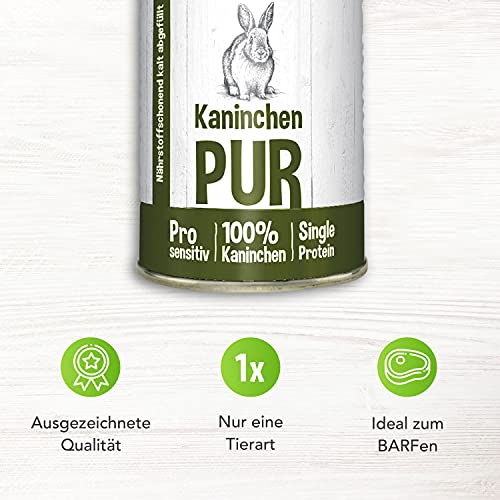 Schecker Nassfutter - Kaninchen PUR - getreidefrei - glutenfrei - 6 x 410 g auch für empfindliche bis sehr empfindliche Hunde