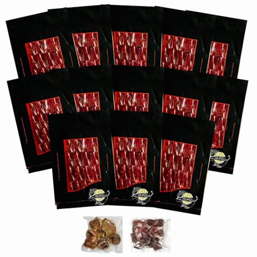 Pa Ibéricos Limones – Pack Jamón Ibérico bellota 50% Cebo de Campo Cortado a Cuchillo – 13 Sobres de 100g + Tacos + Huesos – Curación 24 Meses – Sin Gluten ni Lactosa – Valle de Los Pedroches – Regalo