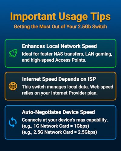 Image of 5-Port 2.5Gb Switch with 10Gb SFP+ Port, Less Heat Unmanaged Multigig Ethernet Splitter for NAS, Gaming, PC - Plug & Play, Silent Aluminum Housing, Professional Grade 2.5 Gigabit Network Switch