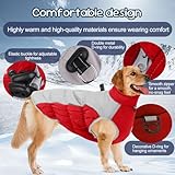 Wintermantel für GroBe Hunde, XL - 5XL Hundemantel Grosse Hunde, Große Reflektierende hundejacke Winter Haustier Rollkragen, Wintermantel Hund e Schnee geeignet, Rot,5XL