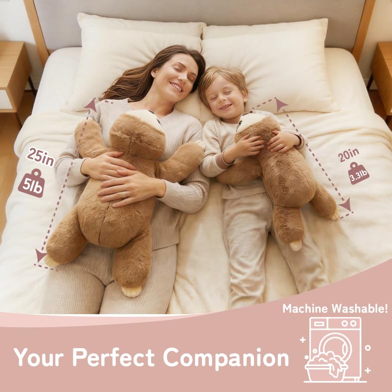 Image of Niuniu Daddy 26 inch | 5LB Sloth Weighted Stuffed Animals for Adults Kids, Brown Sloth Weighted Lap Animal Plush Toy, Body Pillow for Every Comfort with Bag Stickers as Gift for Christmas Birthday