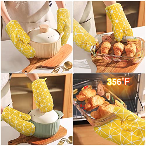 Auauy Oven Mitts And Potholders Bbq Gloves-Oven Mitts And Pot Holders With Recycled Infill Silicone Non-Slip Cooking Gloves For Cooking Baking Grilling (6-Piece Set,Yellow) #TOP6