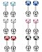 ORAZIO 12Pcs 18G Stainless Steel Women Ear Nose Piercing Barbell Earrings CZ Inlaid