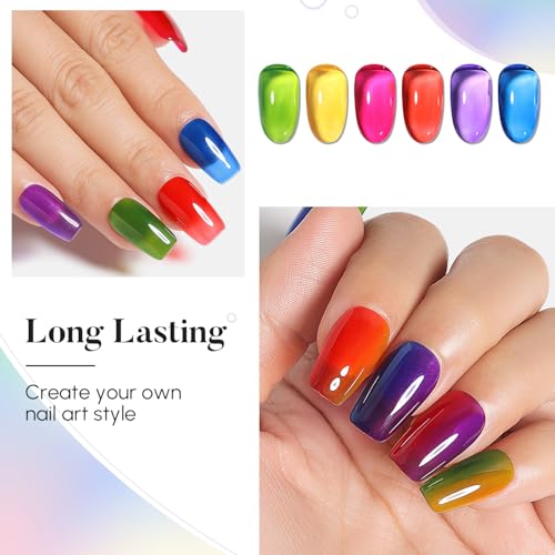 Nicedeco Esmaltes Semipermanentes Para Uñas DIY Nail Art Set De Gelatina 6 Colors Jelly Gel De Larga Duración No Tóxico y Sin Crueldad UV/LED Soak-Off 6x8ML, 6-45 - imagen 5