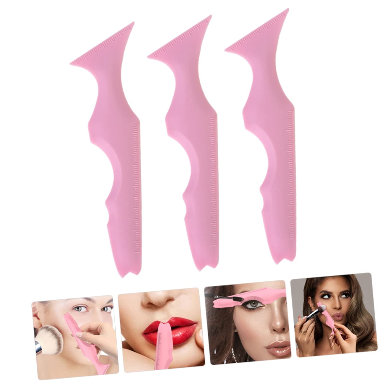 Healeved Set Di 4 Stencil Per Sopracciglia Per Trucco Righello Per Eyeliner Stencil Per Ombretto Angolati in Silicone Per Donne 3 Pezzi * 4